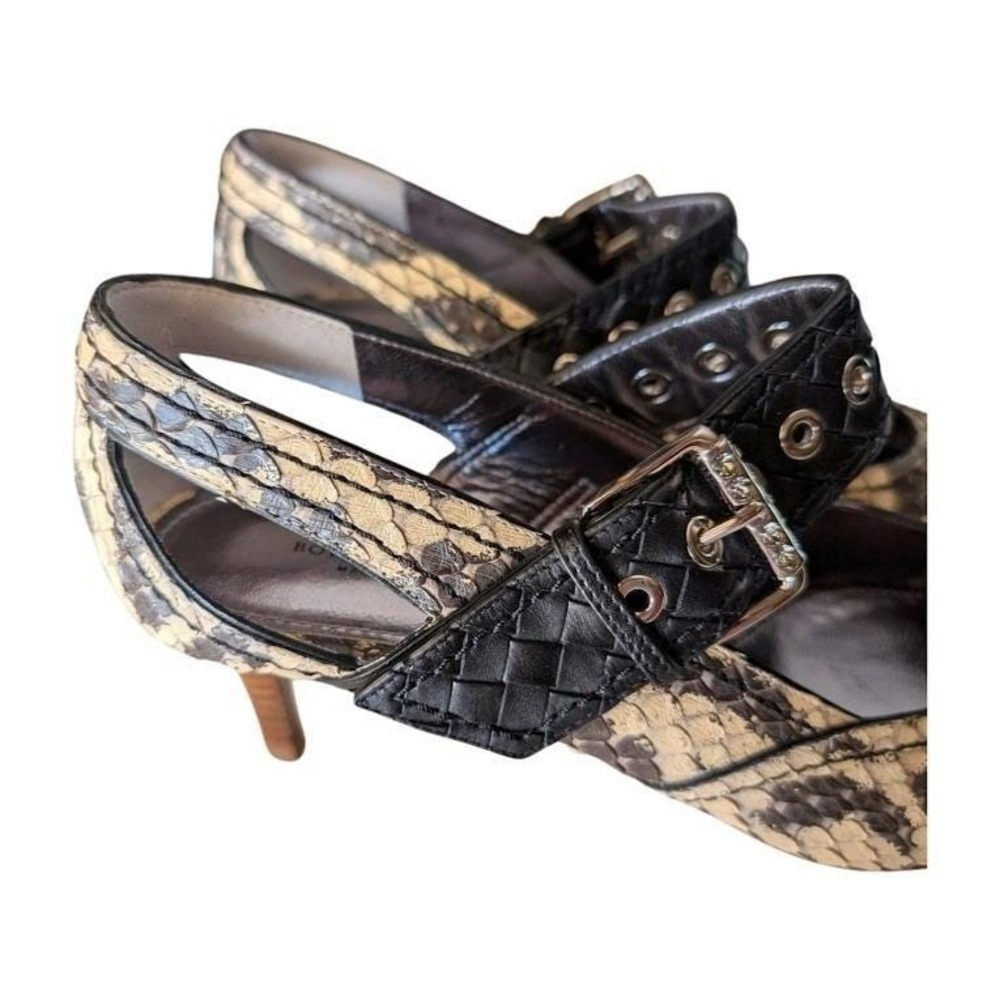 Bottega Veneta Snake Print Leather Kitten Heel Buckle Strap Mary Janes Size 39.5 - Picture 6 of 12